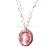 Mode Bohemian Pink Crochet Shell Perlen Halskette Schmuck